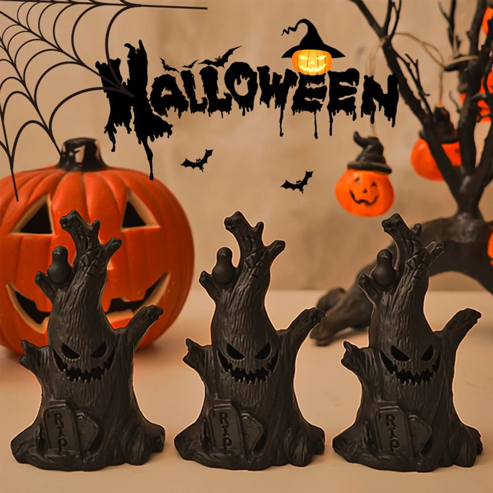 Halloween Decoration Ghost Tree LED Night Glow Lantern Horror Face Stump — image 4