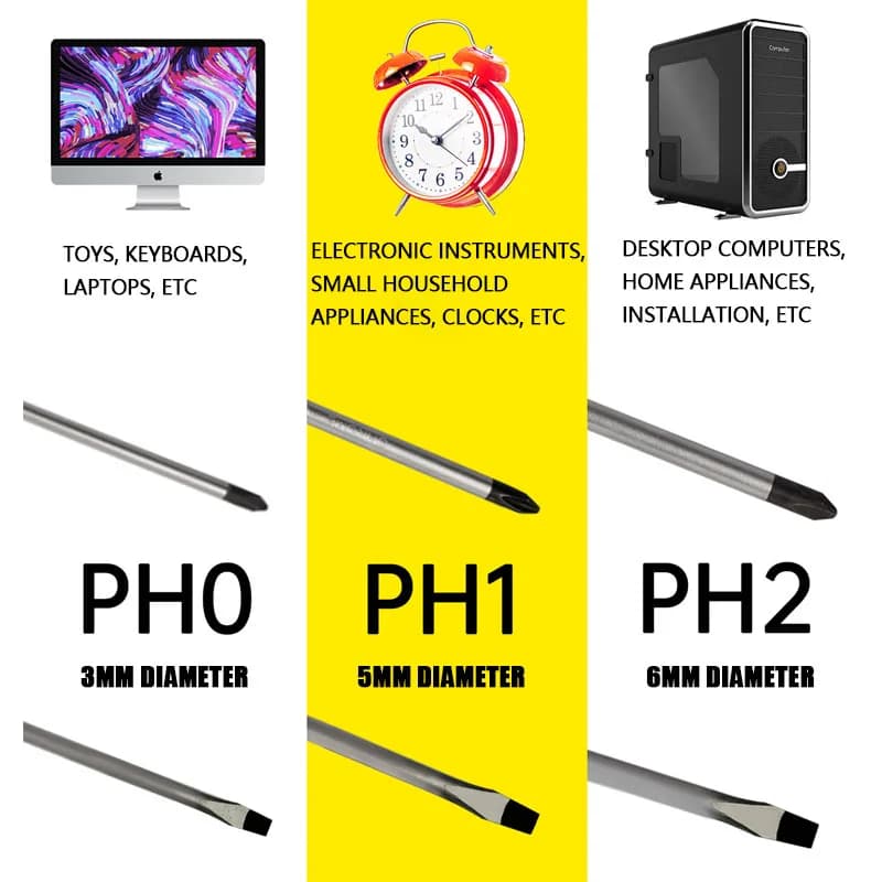 Magnetic Phillips Screwdriver Set PH0 PH1 PH2 Slotted 3-6mm 150mm — image 5