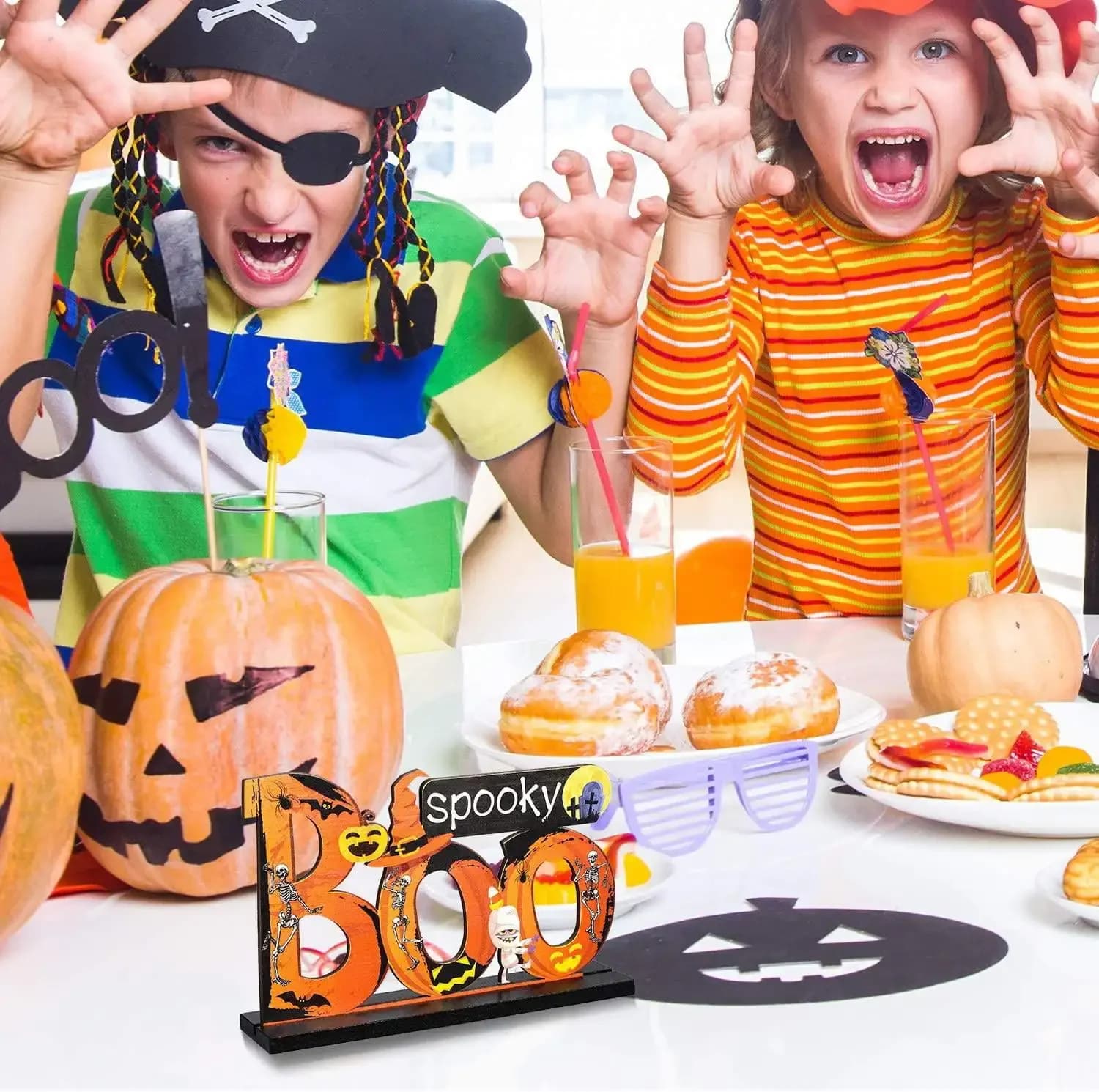 Halloween Wooden Decorations Desktop Ornaments Set Trick or Treat Party Decor UK — image 6
