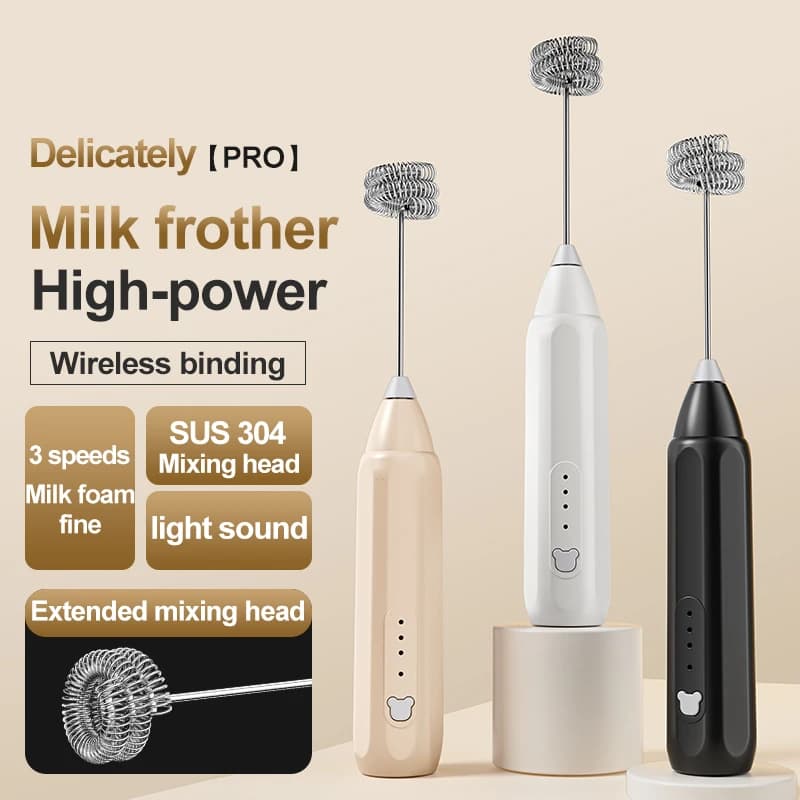 Mini Electric Coffee Frother USB Rechargeable 3 Speeds Milk Foam Maker Mixer — image 4