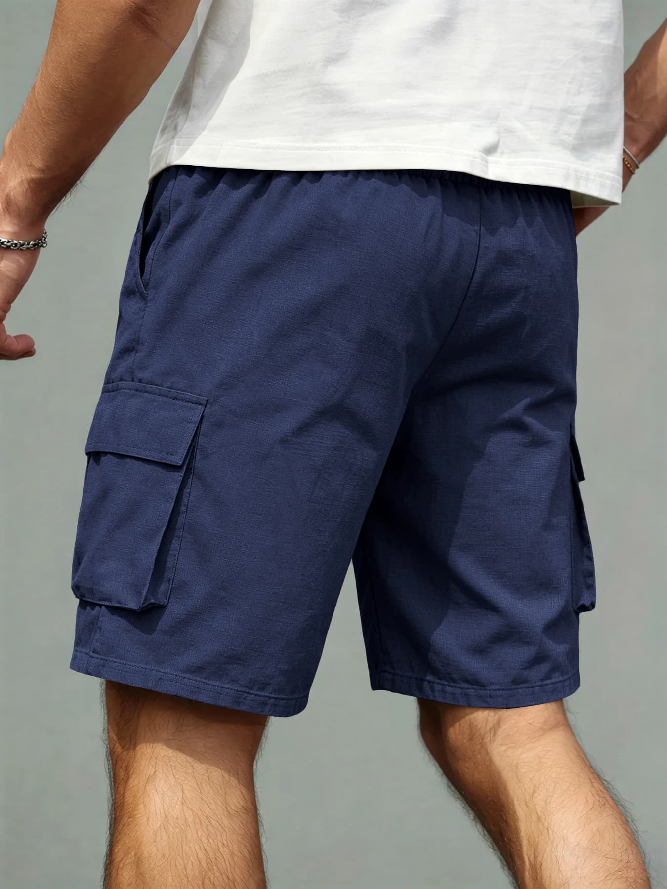 Men's Linen Straight Leg Pants Casual Loose Fit Drawstring Work Trousers — image 4