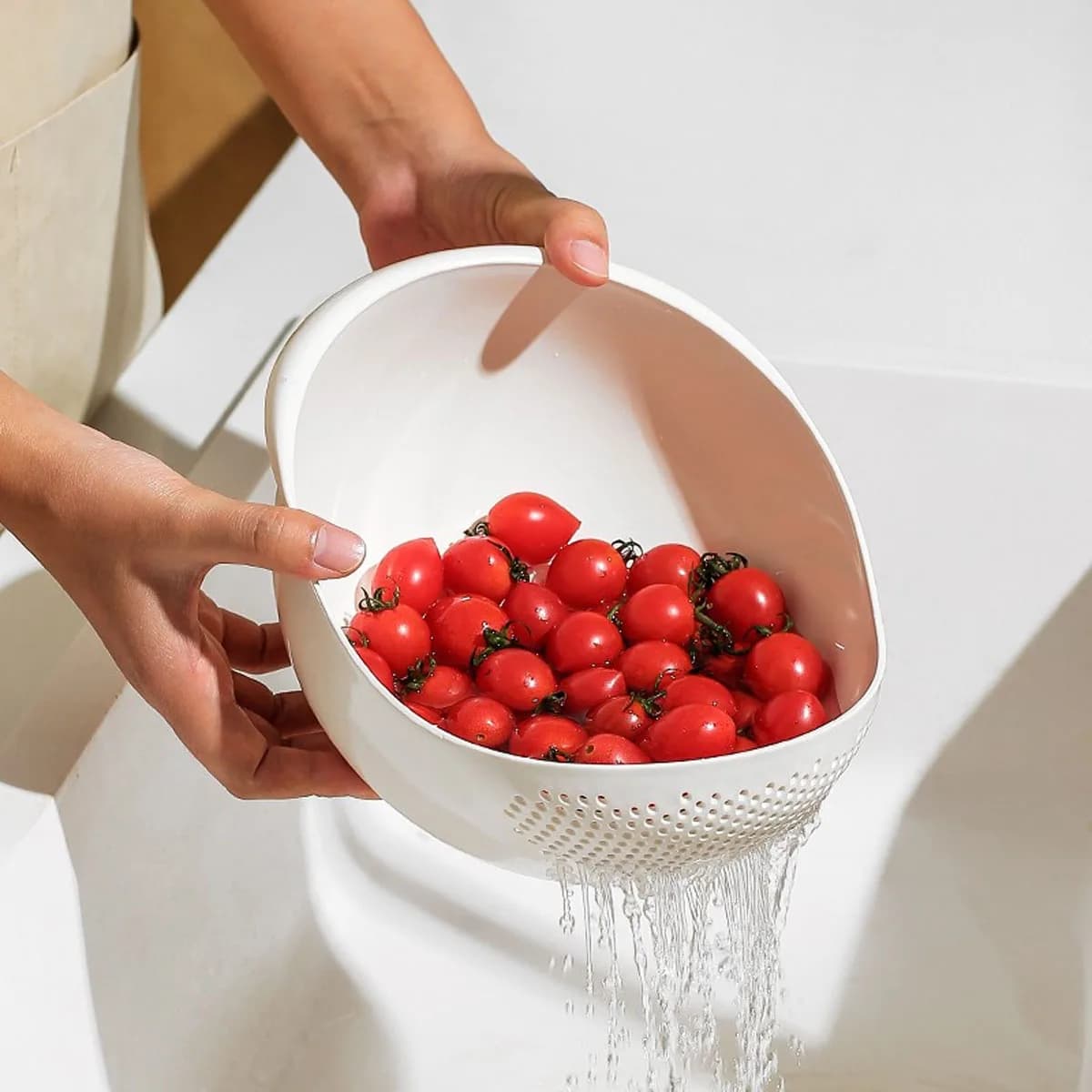 3 Pcs Colander Rice Bowl Drain Basket Fruit Washing Kitchen Organiser — image 10