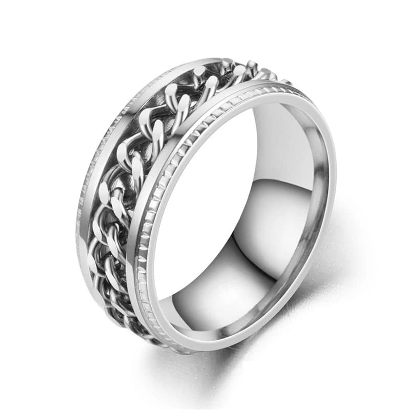Rotating Stainless Steel Spinner Ring Anti-Anxiety Fidget Punk Couple Ring — image 21