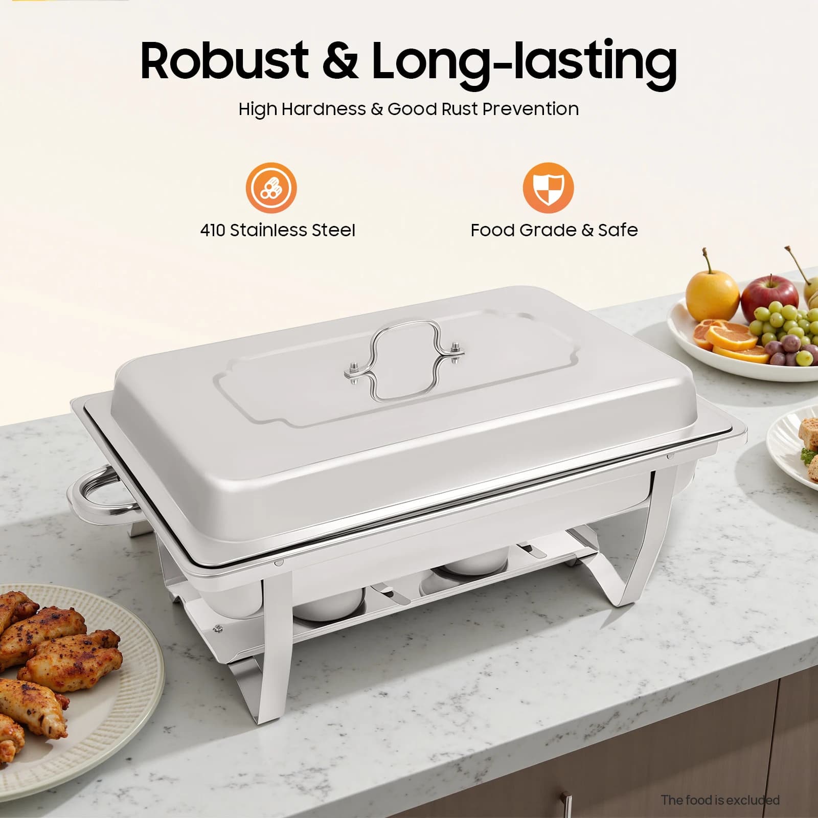 Stainless Steel Chafing Dish Buffet Set Rectangle Foldable Catering New NEWEST U — image 3