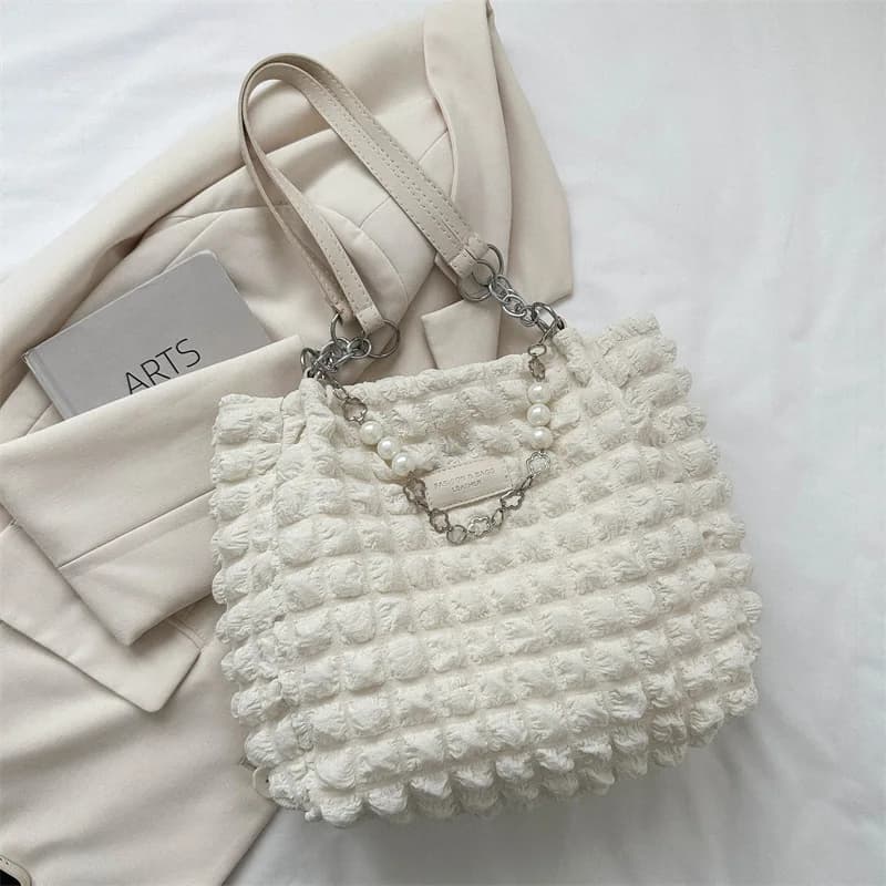 Women's Large Capacity Shoulder Bag Casual Bubble Tote Nylon Fashion — image 7