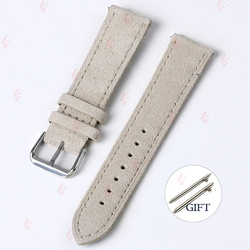 Watch Strap 18mm 19mm 20mm 22mm Suede Cowhide Handmade New Vintage Band Gray for — image 13