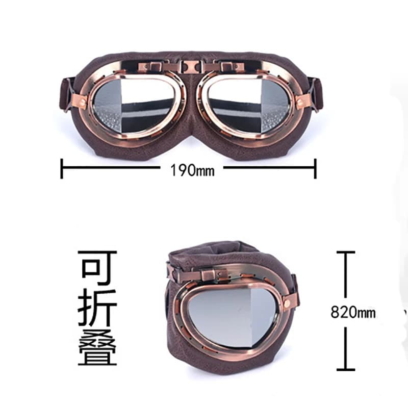 Vintage Leather Motorcycle Goggles Retro Pilot Dirt Bike Goggles for Jet Helmet — image 2