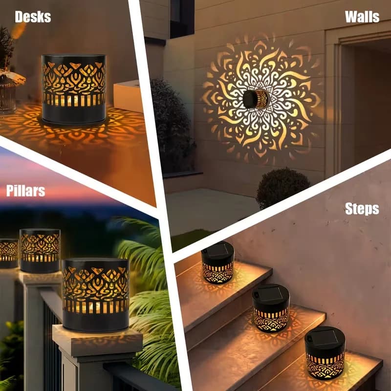 Solar Mandala Wall Lamp Outdoor LED Waterproof Fence Garden Decoration for Lawn — image 4