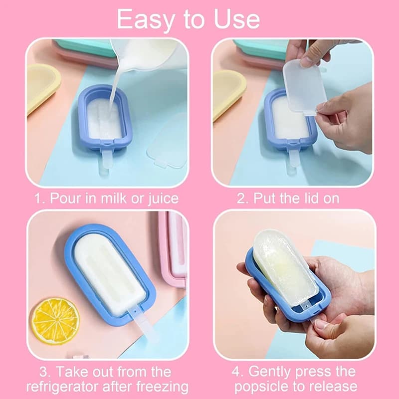 4 Pcs Silicone Ice Lolly Moulds Popsicle Mould Reusable Ice Cream Forms — image 4