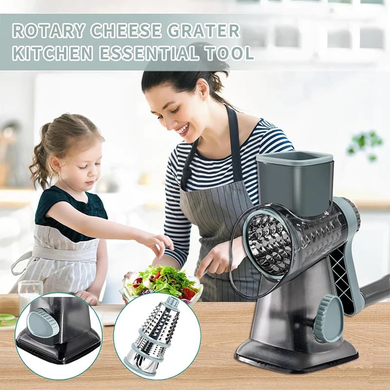 3-in-1 Rotary Cheese Grater Manual Vegetable Slicer Shredder Nut Grinder — image 6