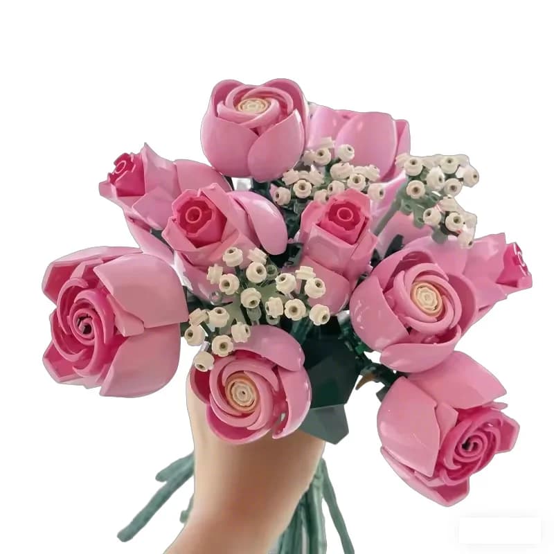Pink Rose Bouquet Building Blocks Set 789 Pcs Flower Decor — image 10