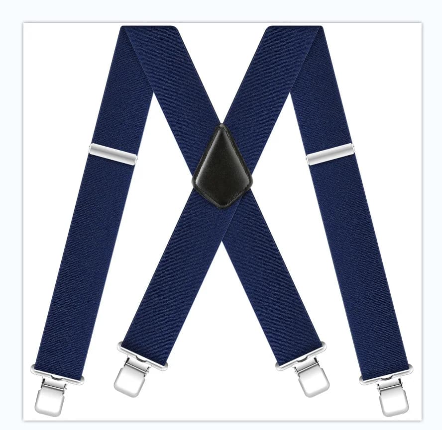 Men's Suspenders Braces 50mm Wide Elastic X-Shaped Four Clip Black — image 5