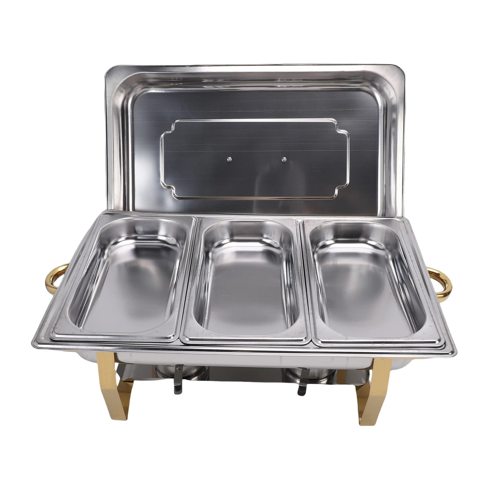 Stainless Steel Catering Chafer 3 Compartment Buffet Food Warmer New Rectangle U — image 2