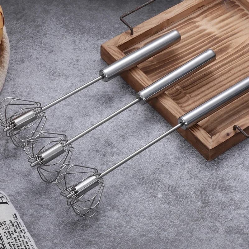 Stainless Steel Egg Beater Manual Whisk Mixer Hand Pressure Kitchen Tool — image 4