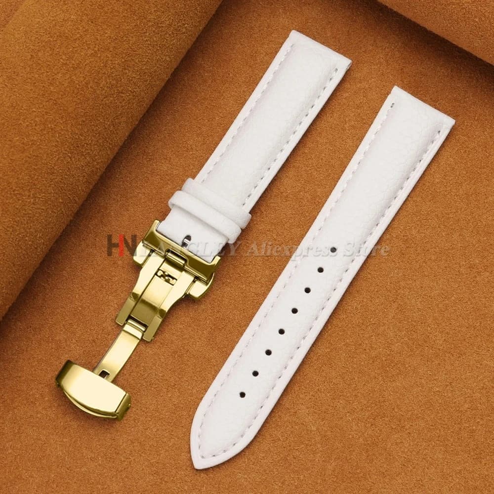 Calfskin Watch Band Leather Strap Butterfly Buckle 12-24mm New Litchi Grain New — image 22