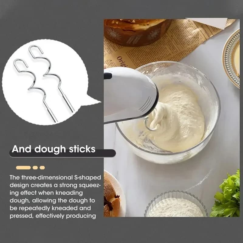 Handheld Electric Egg Beater 7-Speed Mixer Whipper Blender for Baking — image 3