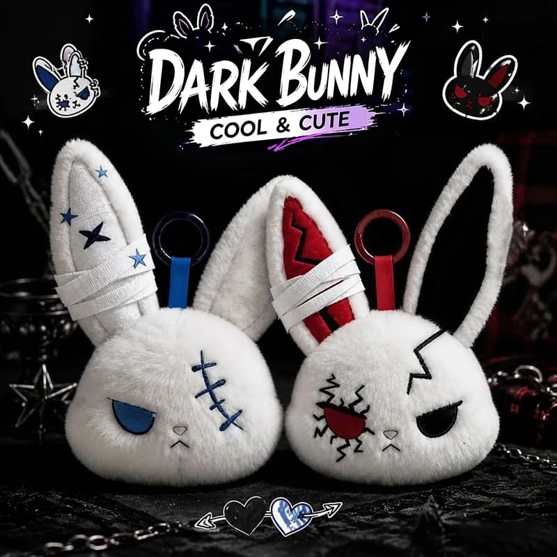 Gothic Bunny Plush Keychain Rabbit Bag Charm Horror Pendant Bandage Dark — image 3