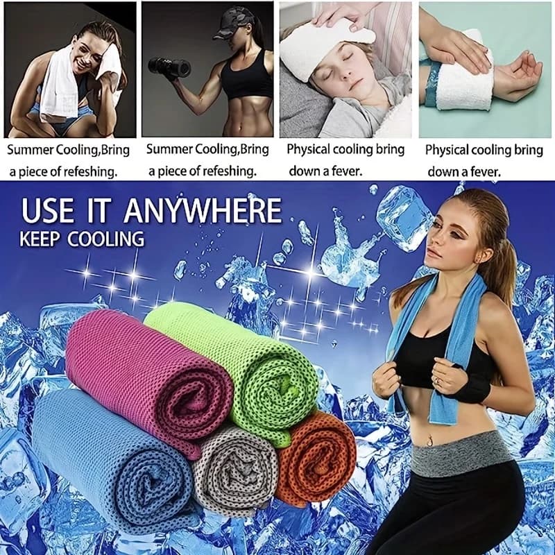 Cooling Towels 4 Pcs Large 35.4x11.8 Inch Soft Quick-Dry Breathable for Gym Yoga — image 4