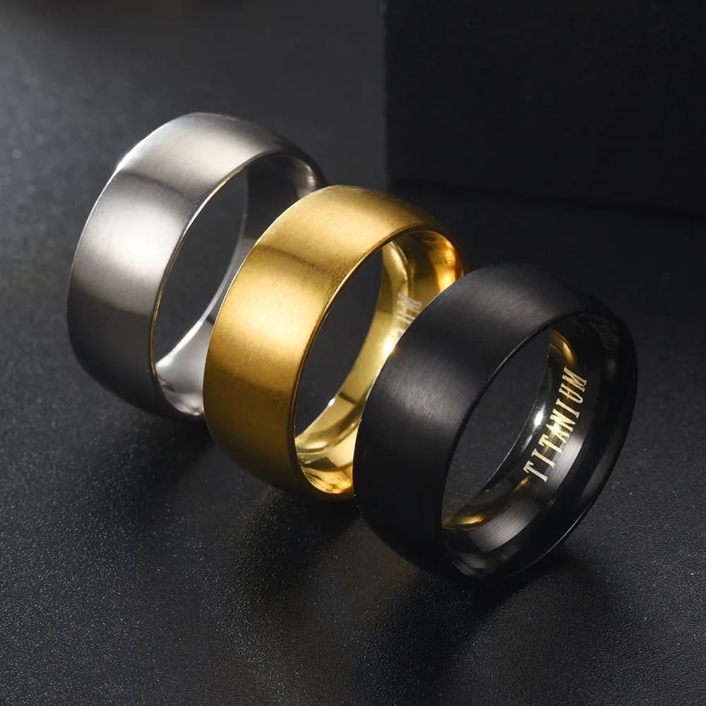 8mm Black Matte Titanium Ring Engagement Wedding Band for Men — image 2
