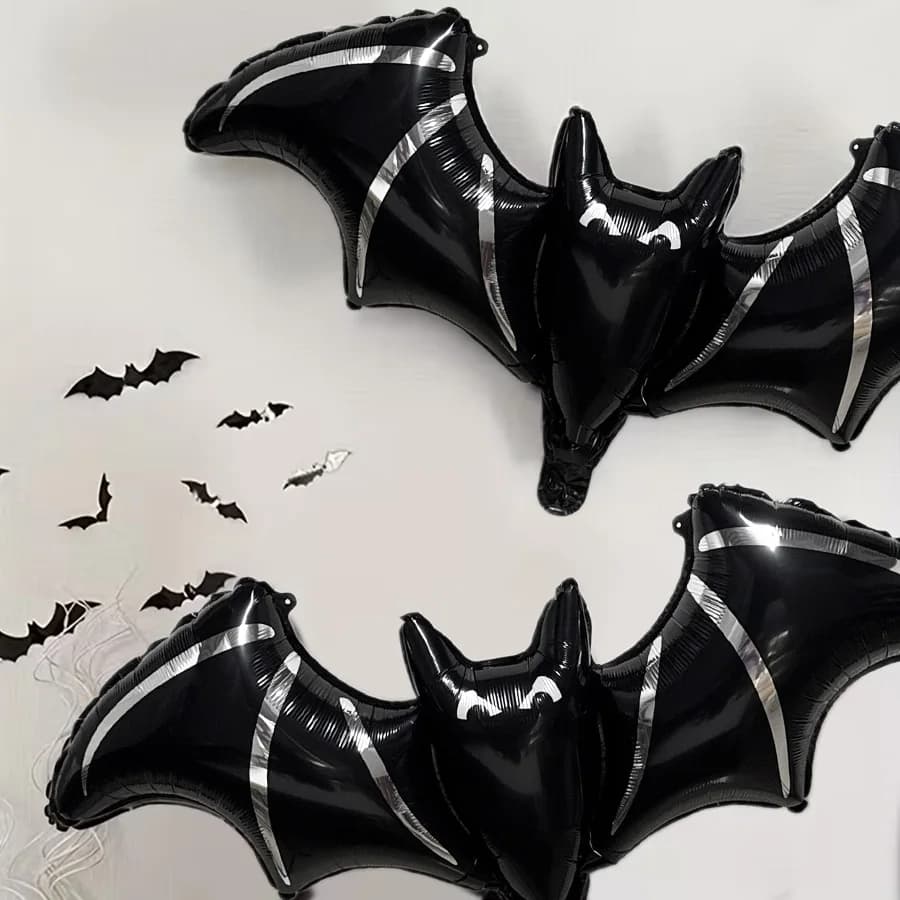 2 Pcs Black Bat Foil Balloons Halloween Party Decoration Large for Birthday