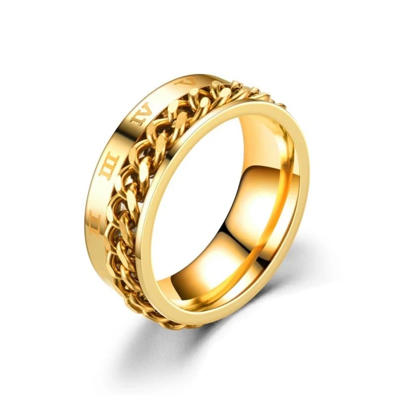Rotating Stainless Steel Spinner Ring Anti-Anxiety Fidget Punk Couple Ring — image 16