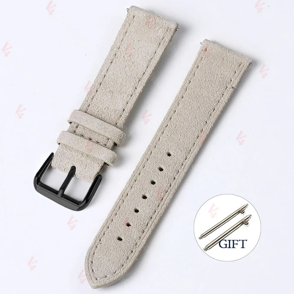 Watch Strap 18mm 19mm 20mm 22mm Suede Cowhide Handmade New Vintage Band Gray for — image 22