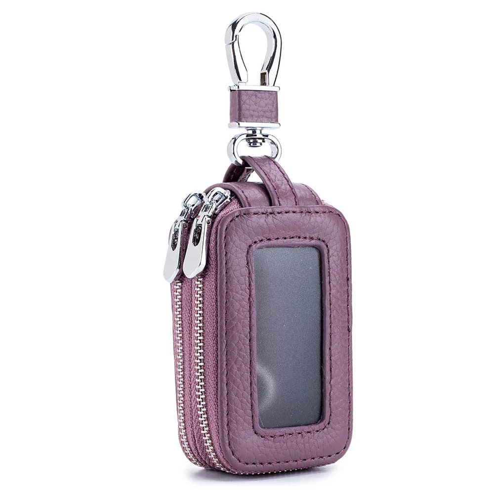 Genuine Leather Car Key Wallet Zipper Key Organiser Case Unisex — image 8