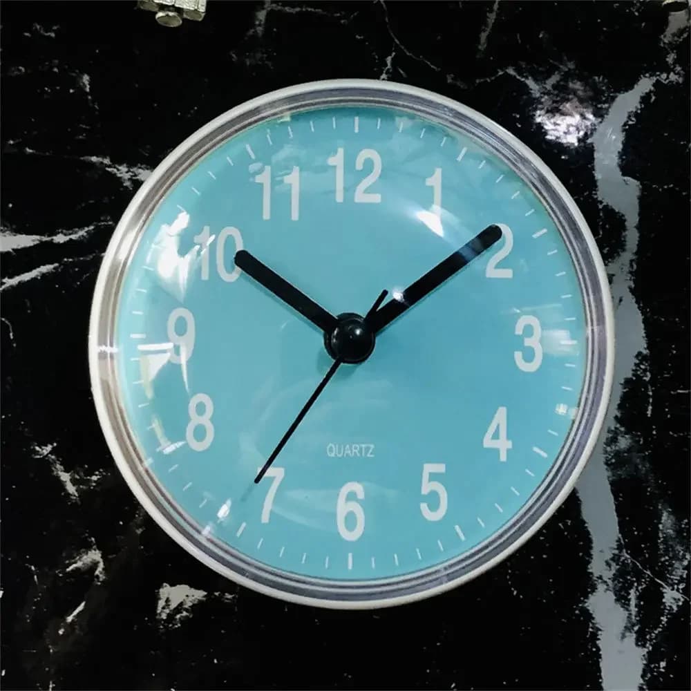 Mini Waterproof Anti-Fog Bathroom Wall Clock with Suction Cup 7cm Round Shower Clock — image 7