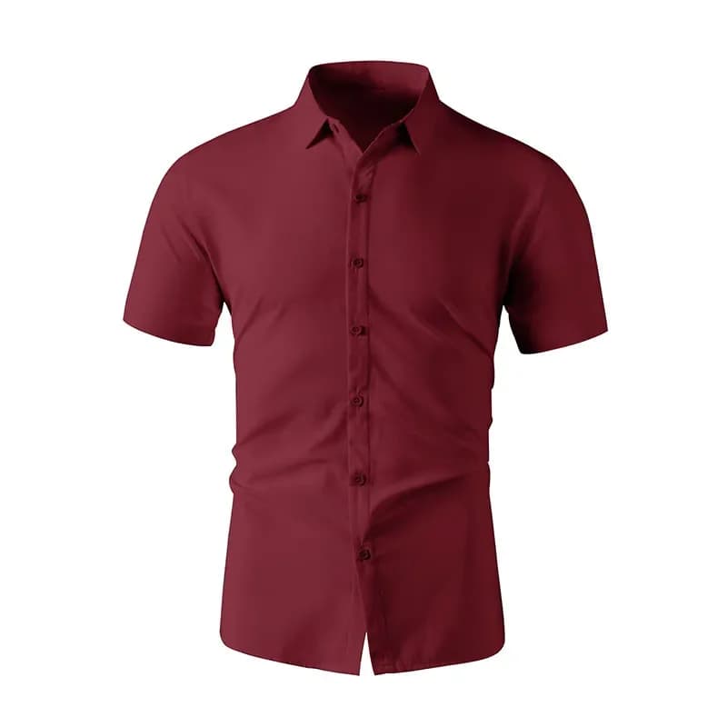 Men's Business Casual Short Sleeve Shirt Summer No-Iron Versatile Solid Colour — image 7