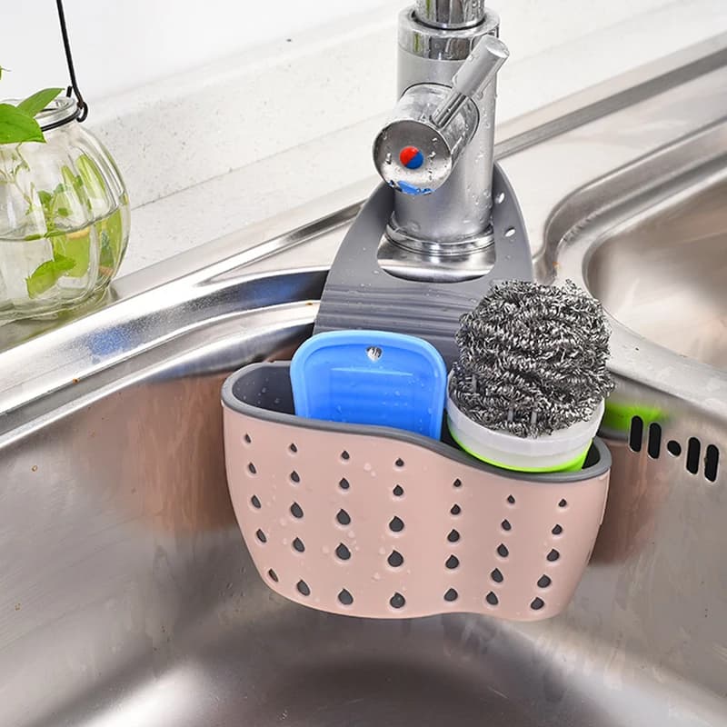 Kitchen Sink Drain Basket Storage Holder Soap Sponge Shelf Adjustable — image 4