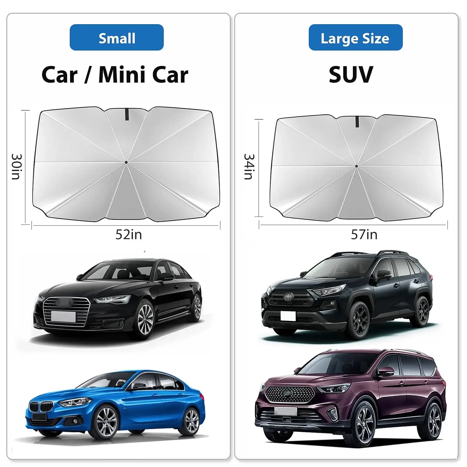 Car Umbrella Windshield Sunshade Foldable Sun Shade UV Block Heat New 2026 Front — image 6