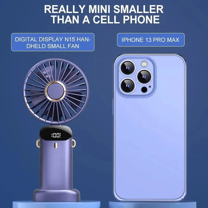 Portable Handheld Mini Fan 5 Speed USB Rechargeable Neck Hanging Foldable — image 2