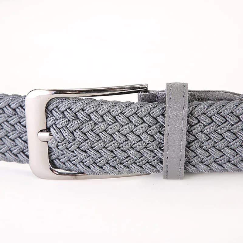 Elastic Woven Canvas Belt Unisex Pin Buckle Stretch Casual Trouser Belt — image 4