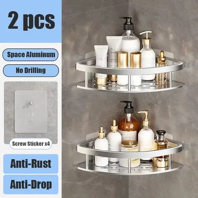 No-Drill Wall Mounted Bathroom Shelf Shower Rack for Shampoo Bottles — image 20