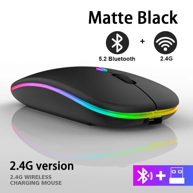 Rechargeable Bluetooth Wireless Mouse 2.4GHz USB RGB 1600DPI Gaming — image 12