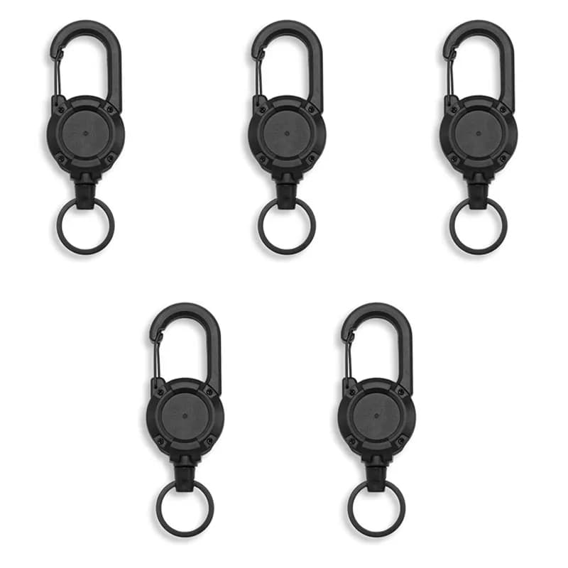 Retractable Heavy Duty Pull Reel Carabiner Steel Wire Rope Key Ring New Strong U — image 10