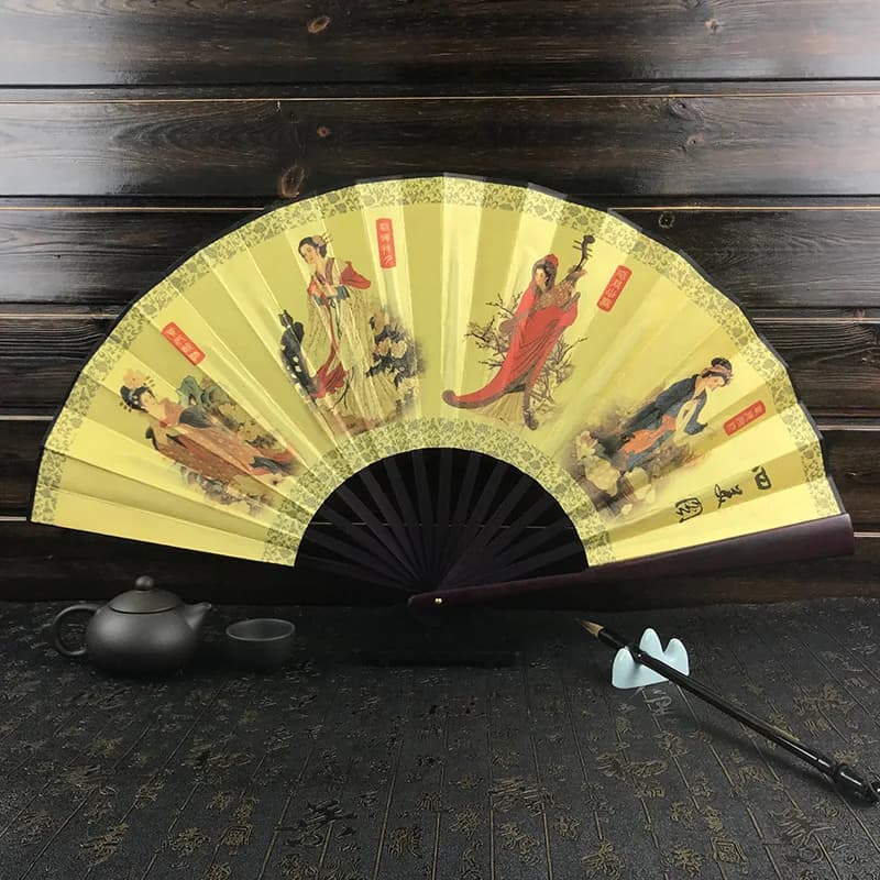 Retro Folding Silk Hand Fan Chinese Style Bamboo Handle Decorative — image 15