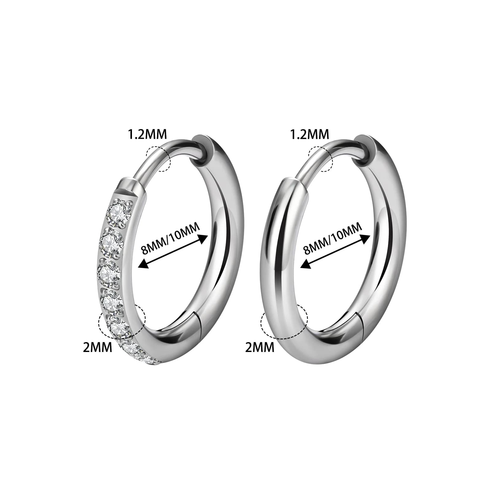 10 Pcs G23 Titanium Hoop Earrings Nose Ring ASTM F136 Body Jewellery — image 3