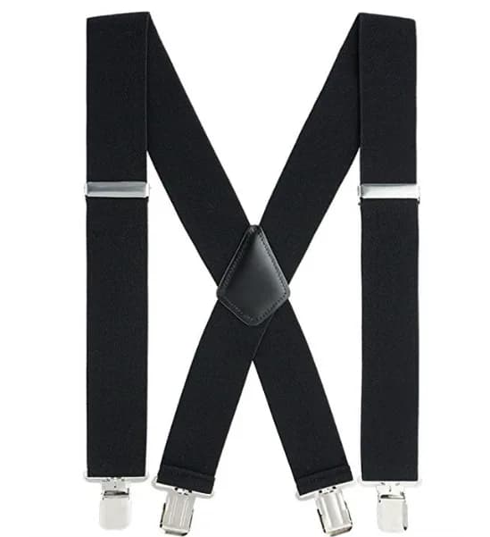 Men's Suspenders Braces 50mm Wide Elastic X-Shaped Four Clip Black — image 10