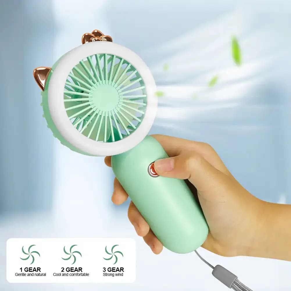 Portable Neck Hanging Fan USB Rechargeable Mini Fan 3 Speed LED New Foldable New — image 5