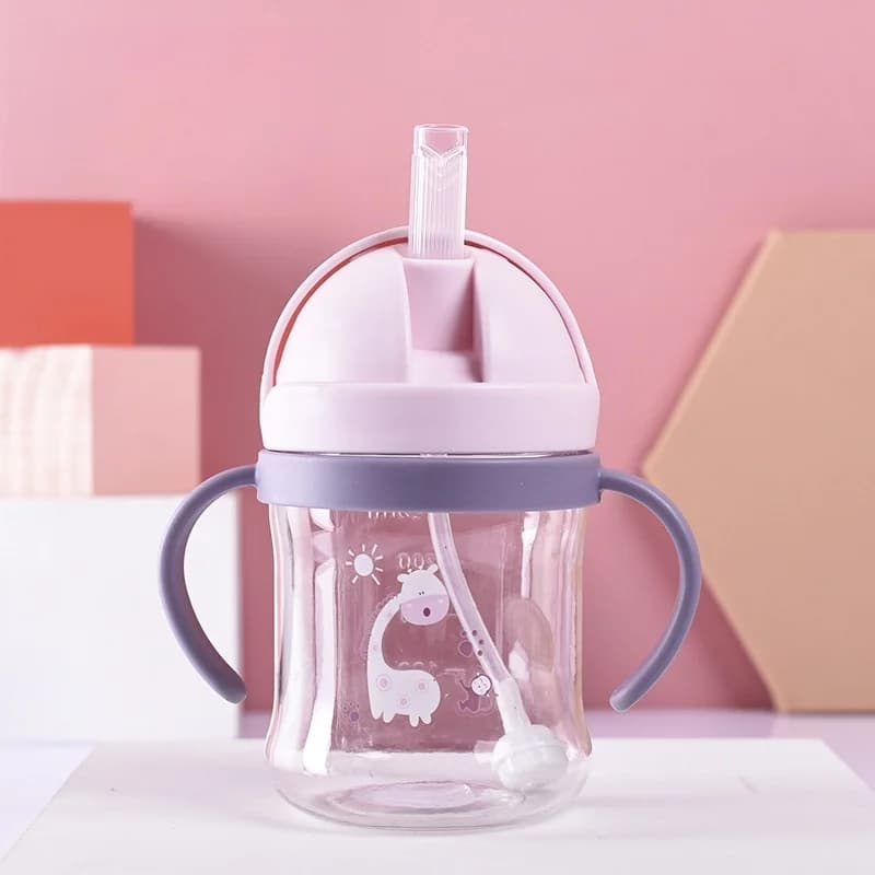 Children's Water Bottle with Straw Double Handle Leak-Proof Kids Cup — image 8