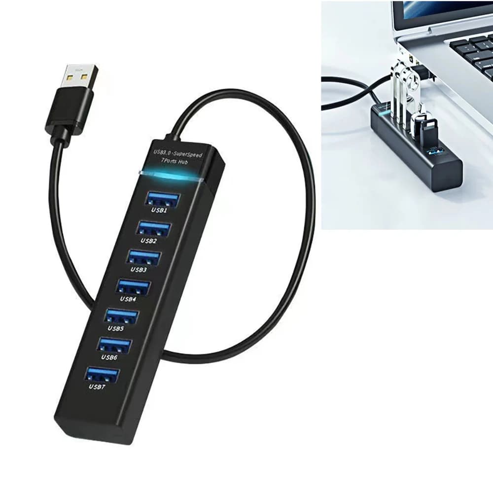 USB 3.0 2.0 Hub Cable Splitter Adapter with DC Power for Laptop Keyboard Disk — image 4