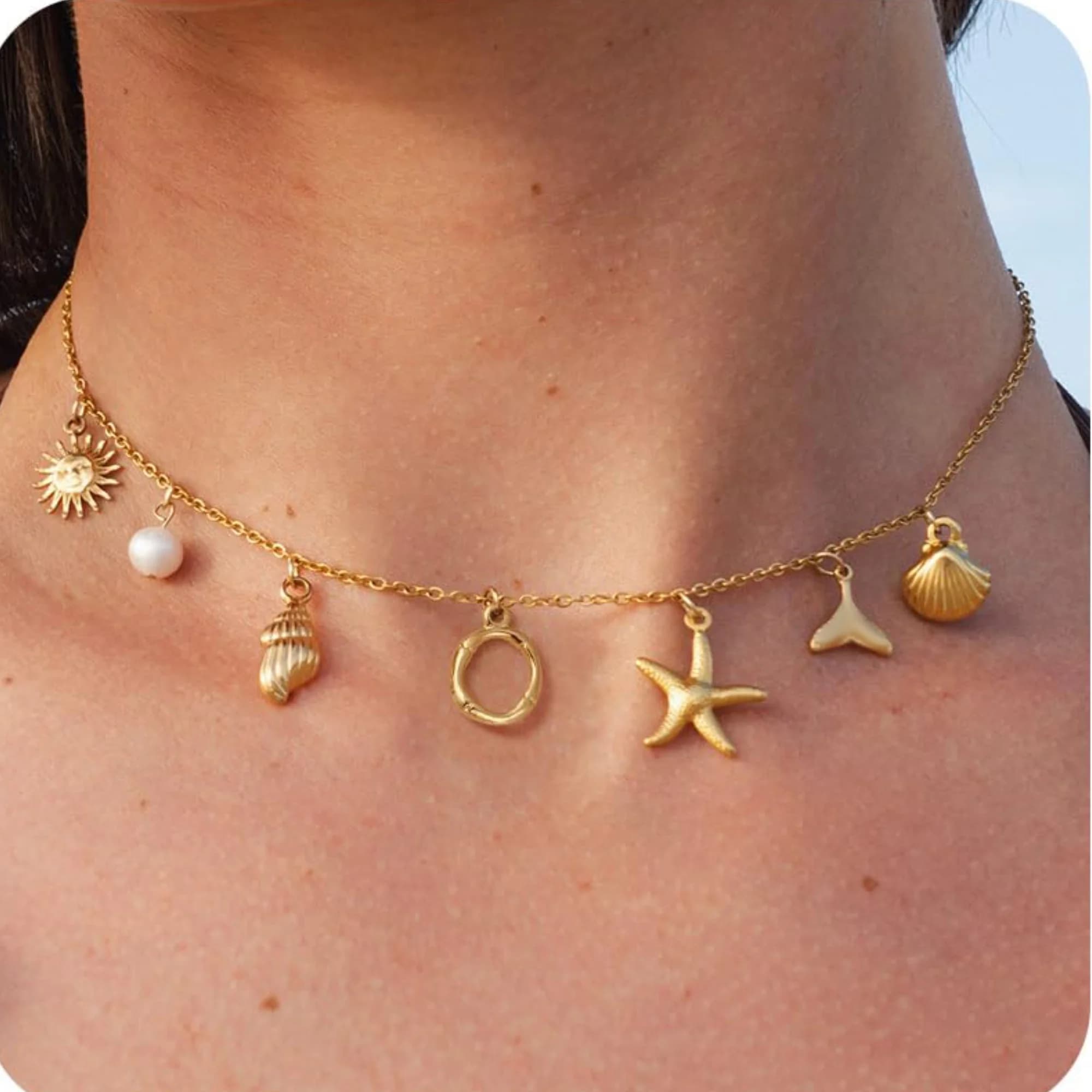Starfish Shell Initial Necklace 18K Gold Plated Stainless Steel Waterproof — image 8