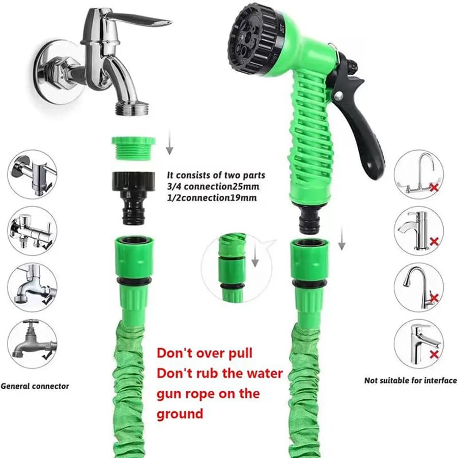 Retractable Garden Hose 25ft to 200ft High Pressure Multi-Function Car Wash Hose — image 4