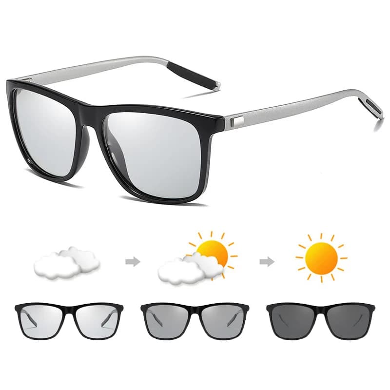 Photochromic Transition Glasses for Men & Women, Black Square Frame Sunglasses — image 8