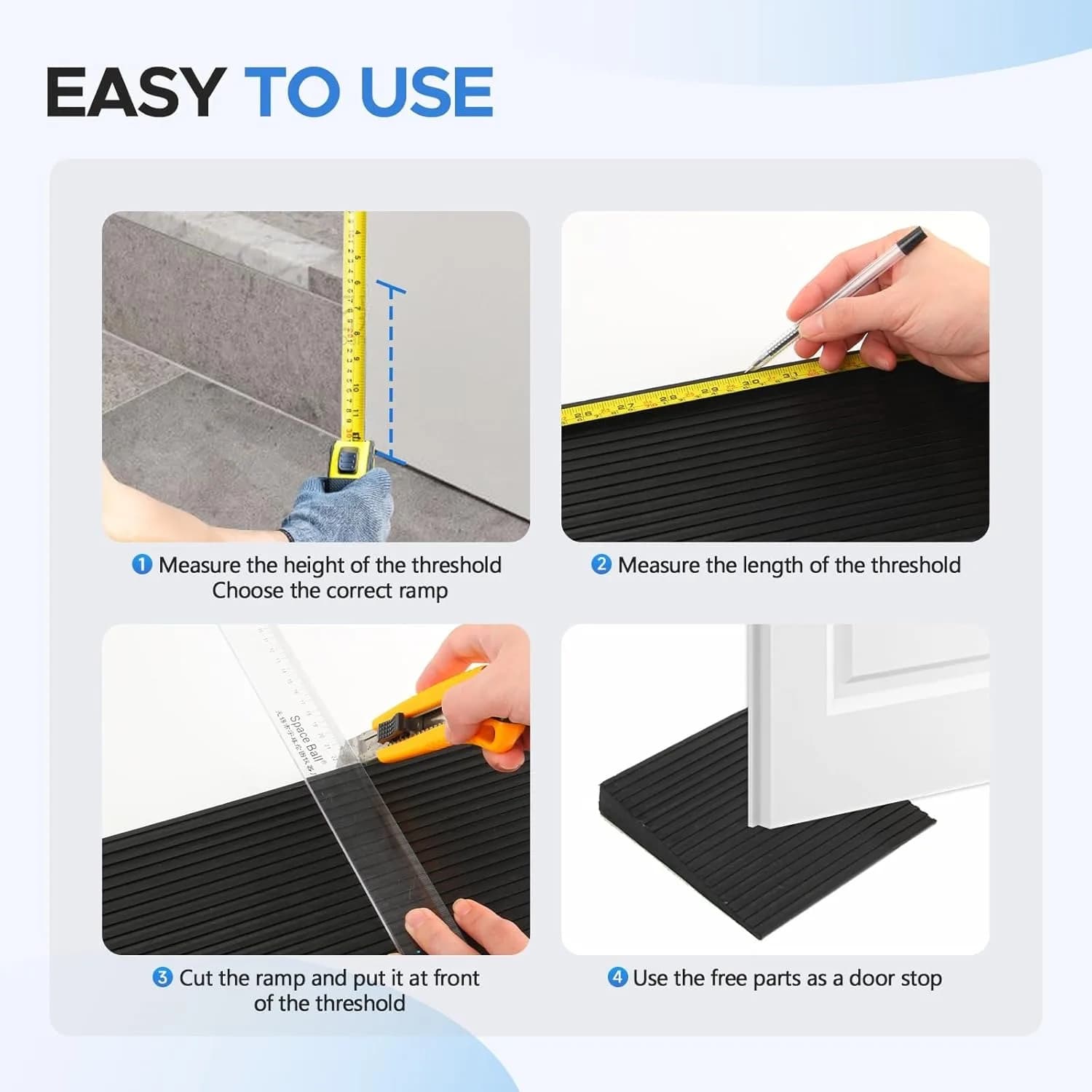Rubber Door Threshold Ramp 1m Wheelchair Accessible Non-Skid New 1pc 1mx5cm Rise — image 6