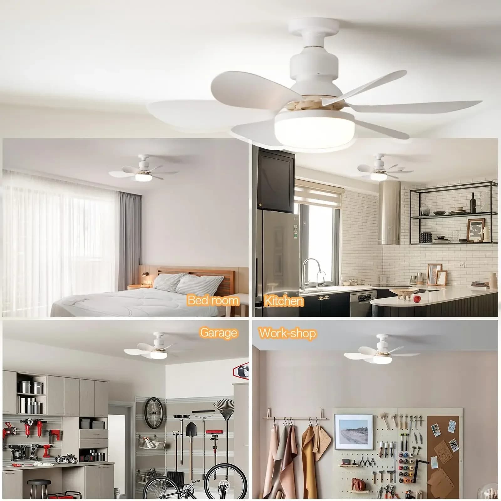 Ceiling Fan with LED Light Remote Control 30W 40W E27 Fans Lamp Base Silent — image 3