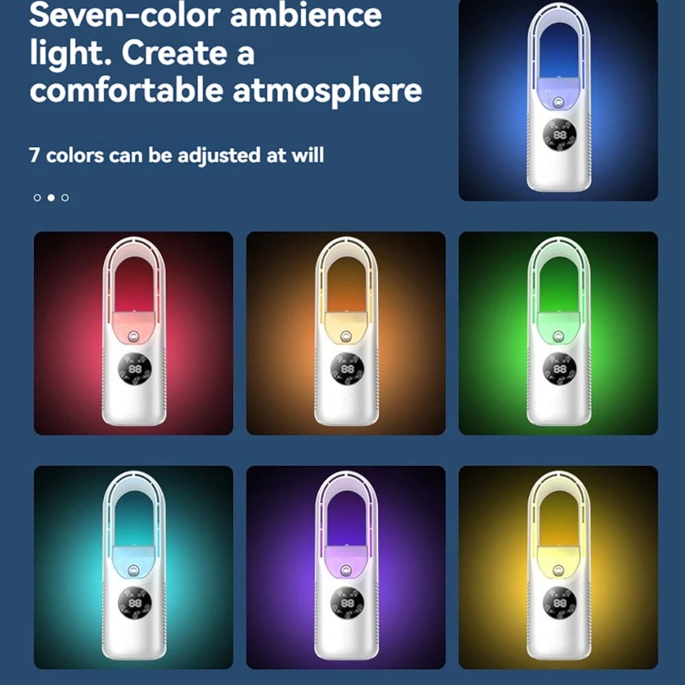 Mini Air Cooler USB Fan Humidification Cooling 6 Speed LED Light Silent Wind — image 2