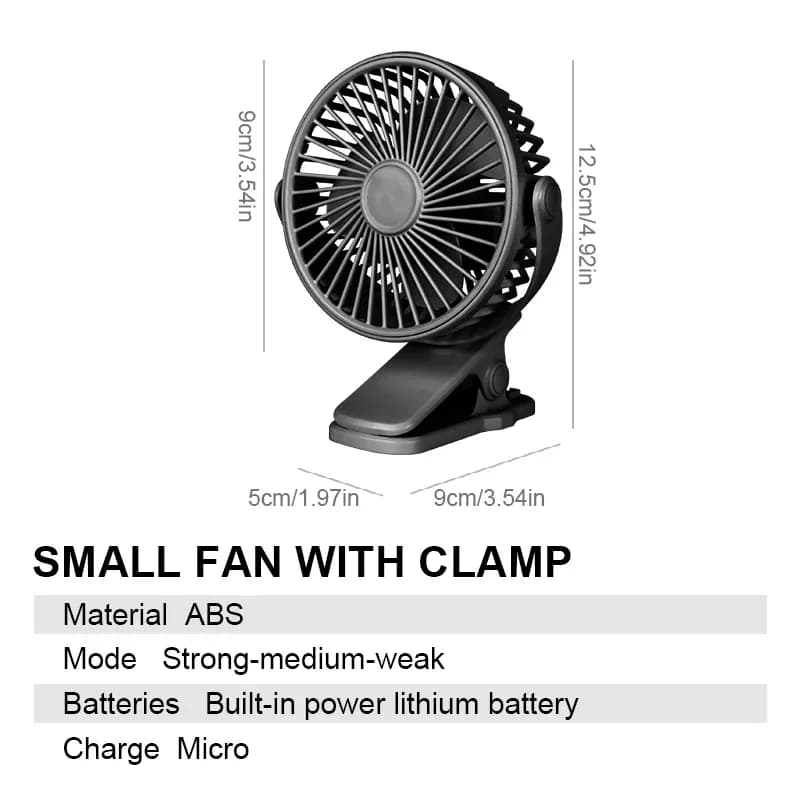USB Rechargeable Clip-On Table Fan Portable Mini Desk Fan with Night Light — image 2