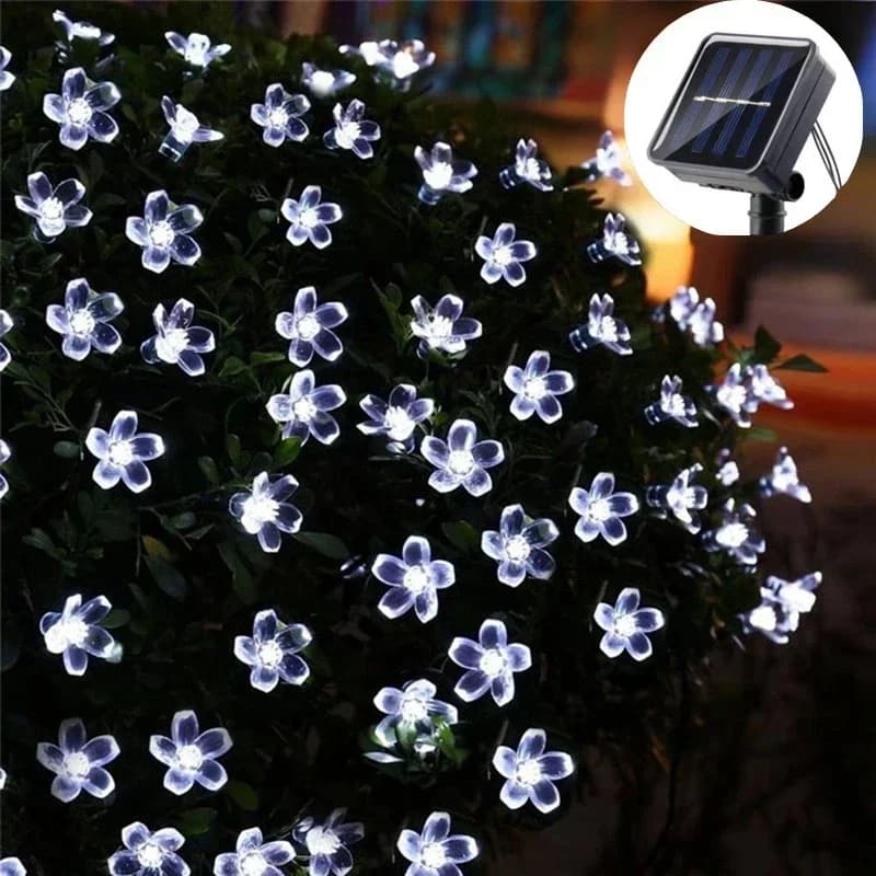 Solar Festoon LED Cherry Blossom Fairy Light String 5m 7m 12m Outdoor Garden Wedding — image 5